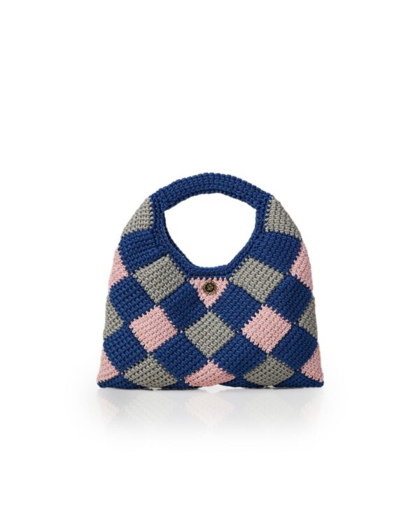 Miss Polyplexi Maryland Blue Pink Grey Crochet Tote Bag