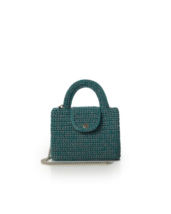 Miss Polyplexi Ariel Green Grey Crochet Crossbody Bag