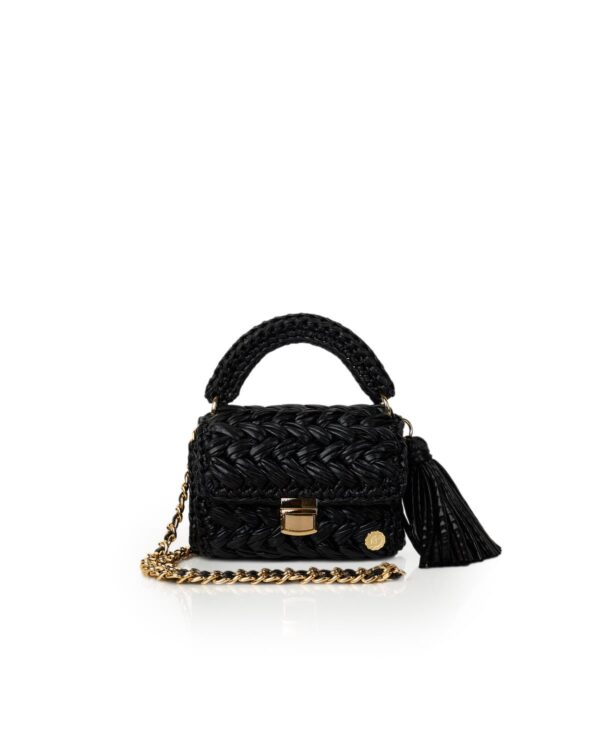 Miss Polyplexi Seville Metallic Black Crochet Crossbody Bag