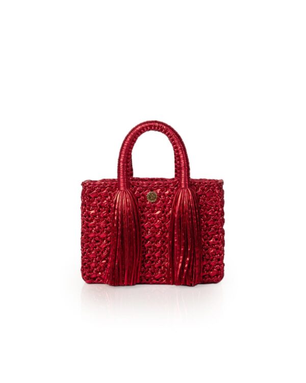 Miss Polyplexi Ostria Metallic Red Crochet Tote Bag