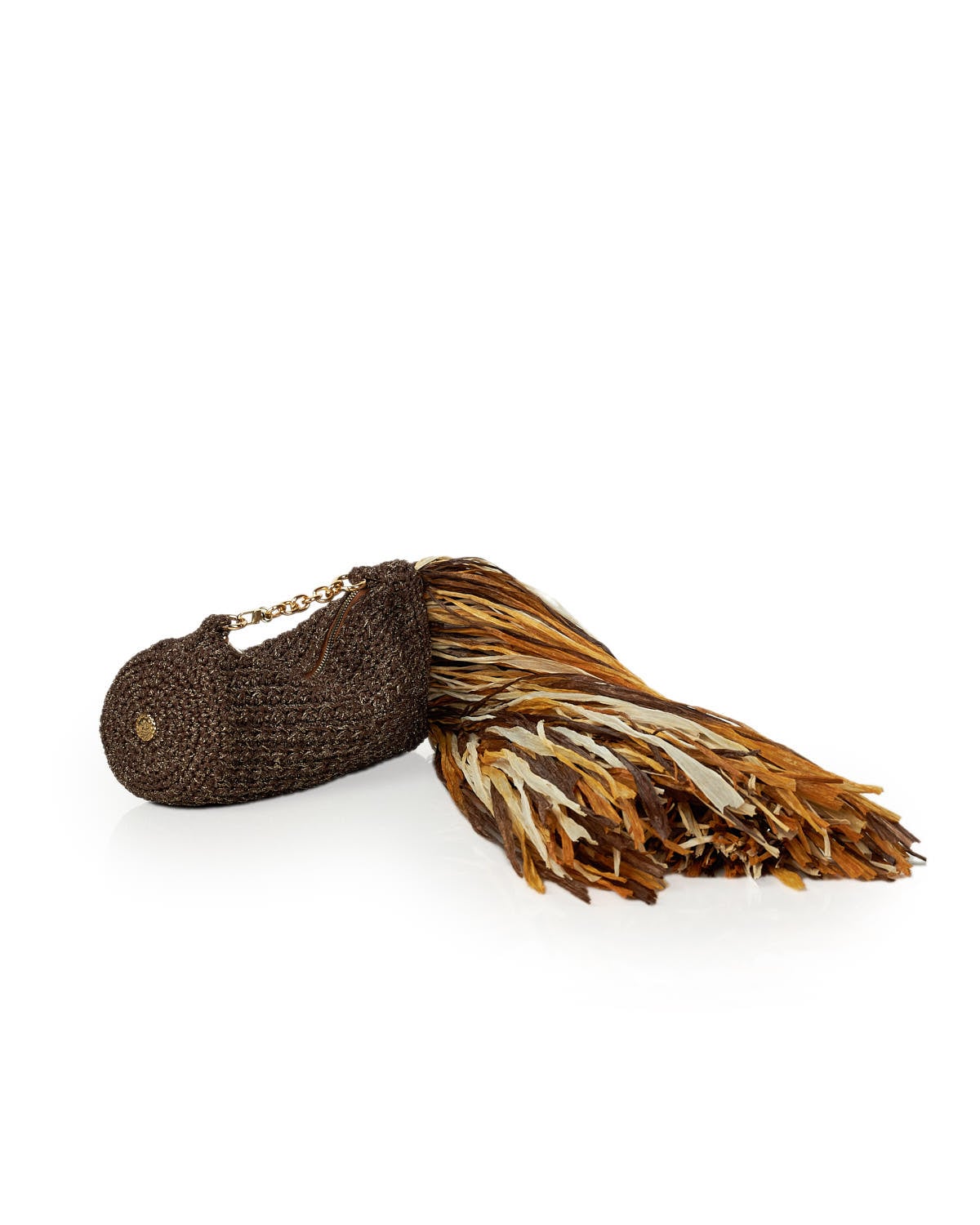 Miss Polyplexi Palma Raffia Brown Crochet Clutch