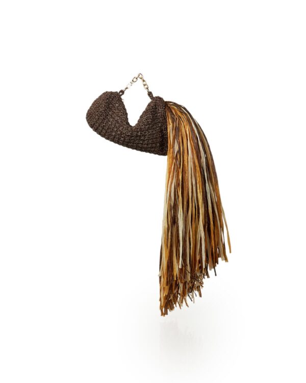 Miss Polyplexi Palma Raffia Brown Crochet Clutch