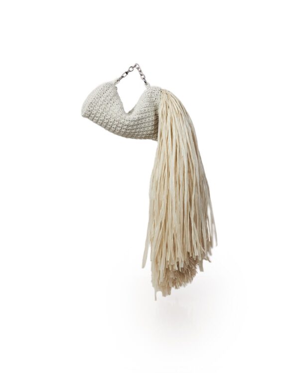 Miss Polyplexi Palma Raffia Off-White Crochet Clutch