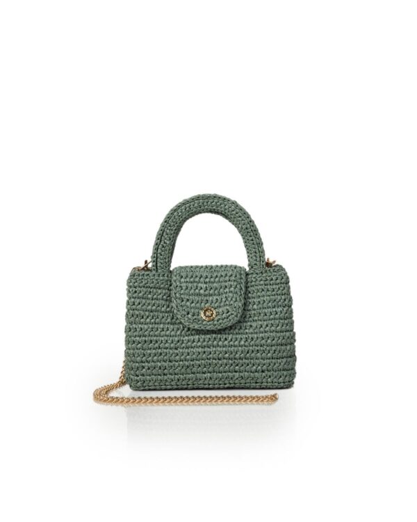 Miss Polyplexi Ariel Raffia Sage Green Crochet Crossbody Bag
