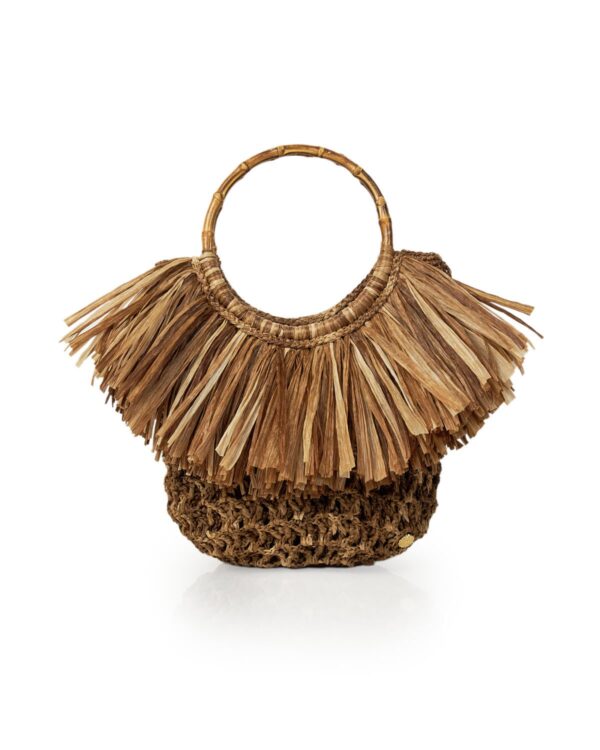 Miss Polyplexi Melody Raffia Brown Crochet Tote Bag