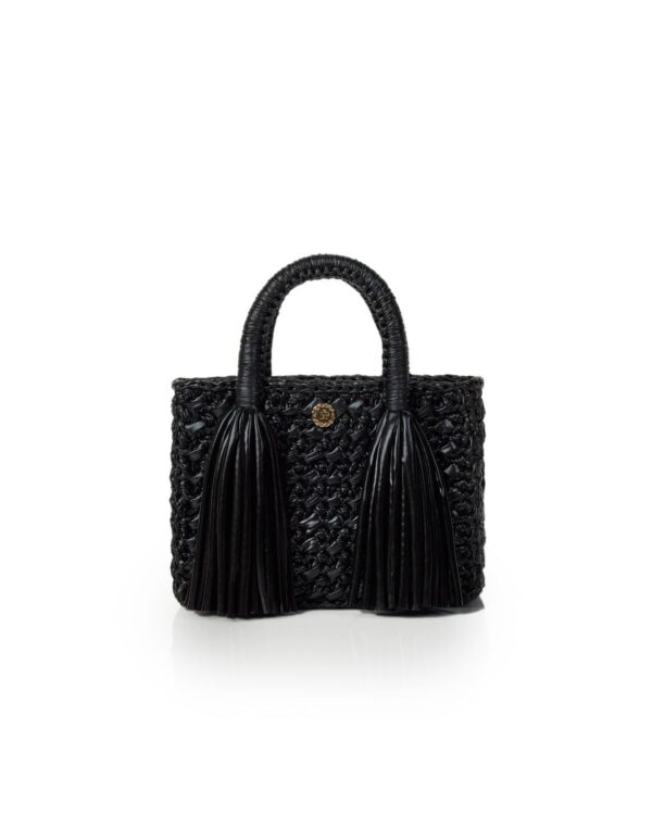 Miss Polyplexi Ostria Metallic Black Crochet Tote Bag