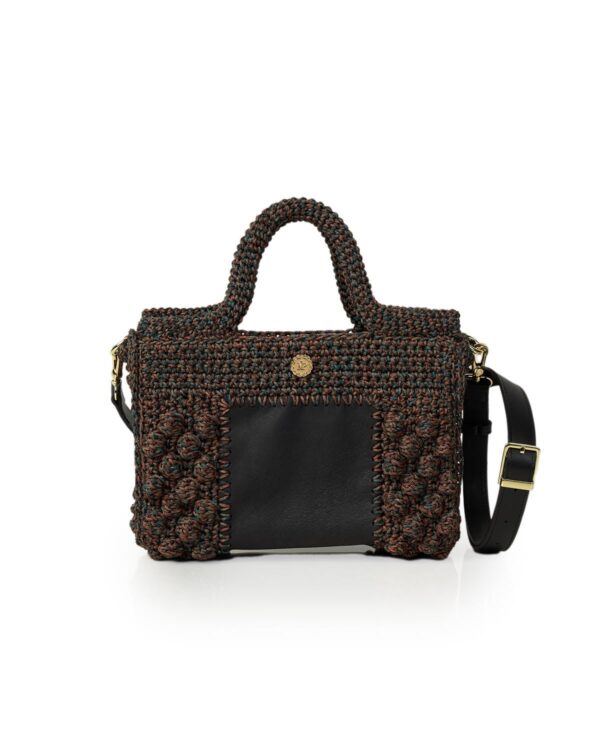 Miss Polyplexi Midi Ophelia Brown Green Crochet Tote Bag