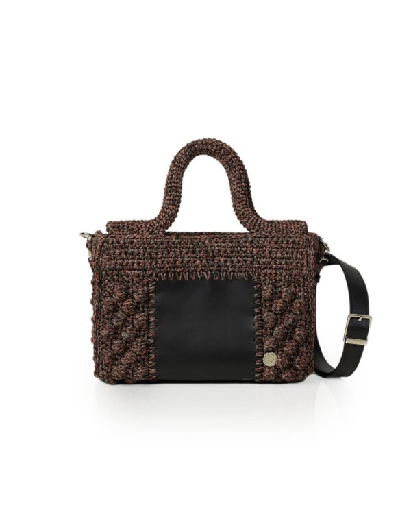 Miss Polyplexi Midi Ophelia Grey Salmon Pink Crochet Tote Bag