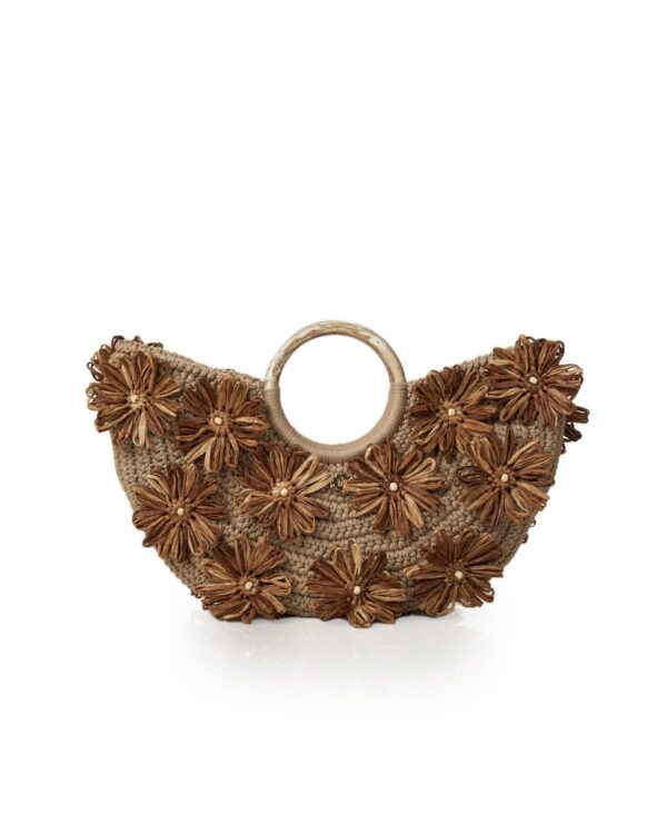 Miss Polyplexi Oceana Raffia Beige Crochet Tote Bag