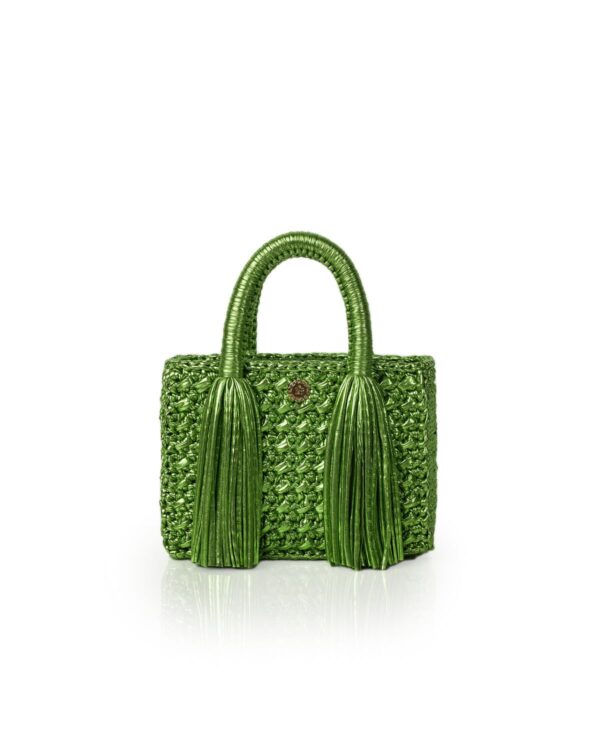 Miss Polyplexi Ostria Metallic Green Crochet Tote Bag
