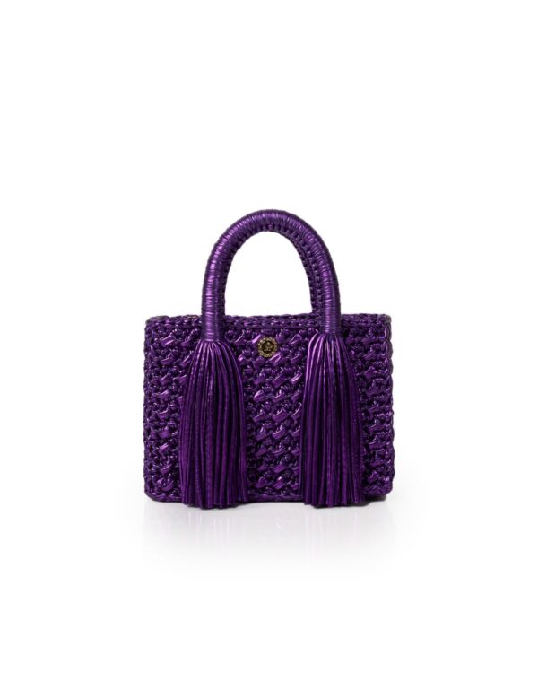 Miss Polyplexi Ostria Metallic Purple Crochet Tote Bag