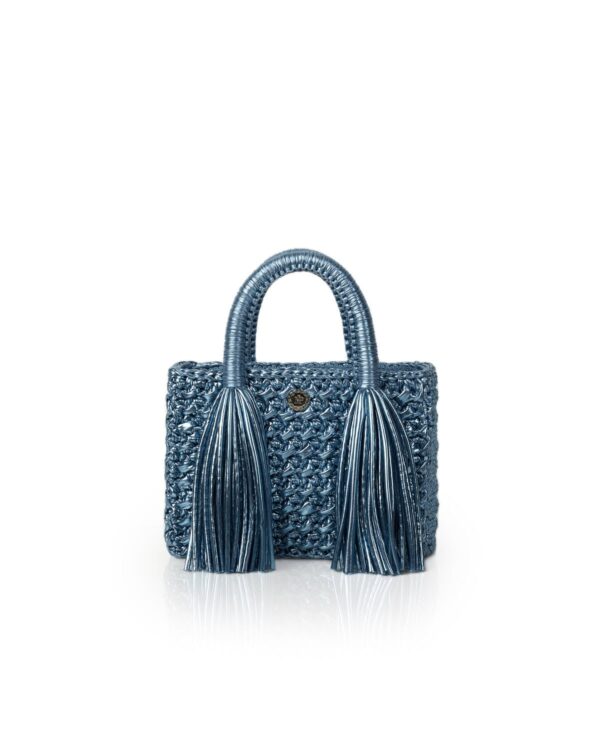 Miss Polyplexi Ostria Metallic Raf Blue Crochet Tote Bag