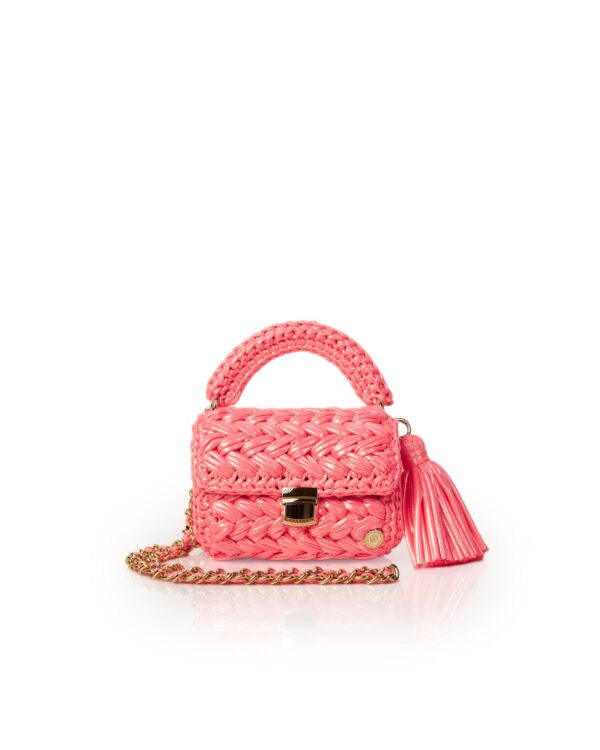 Miss Polyplexi Seville Metallic Pink Crochet Crossbody Bag